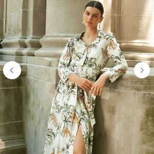 Guadalupe Womens Luciana Jungle Dress White Green Size XSmall Tropical Maxi Long